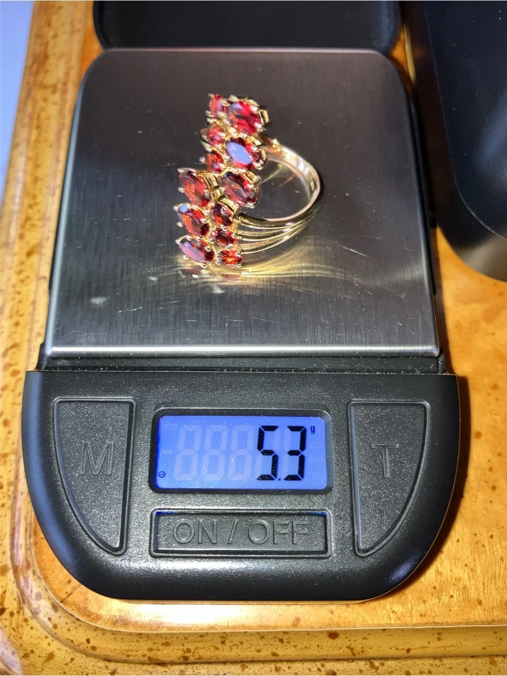 Natural Red Garnet Cluster Ring Size 9
